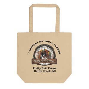 Farmers market tote featuring Riley and "I Support My Local Farmer"